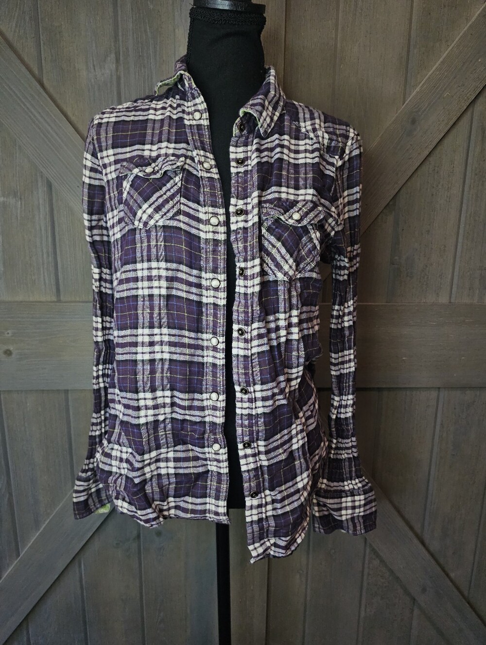 Y2k American Eagle Plaid Button Down Shirt sz 10